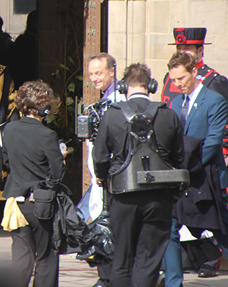 Actor Benedict Cumberbatch with camera crew