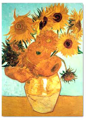 Sunflowers on blue by Vincent Van Gogh02