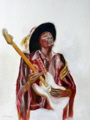 jimi hendrix, guitar art, and other music related paintings and drawings by Tom Conway