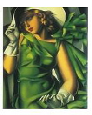 art deco print young girl in green02