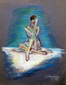 pastel drawing of a woman by Tom Conway