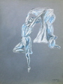 pastel drawings of ballerina in blue by T J Conway