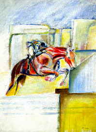 original painting of horse and rider
