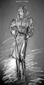 fashion drawing woman in skirt and top