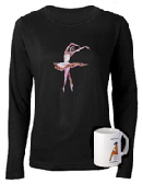 Ladies long sleeve top with ballet design