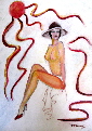 painting of a pinup female 