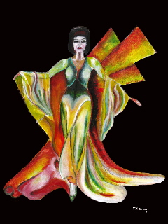 figurative art, girl in elegant pose , The Phoenix by T J conway
