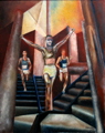 figurative oil painting based on sports 