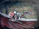 original picture of a racing greyhound in oil pastels