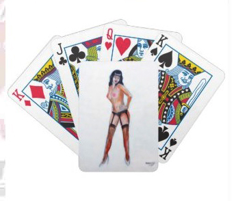 pinup girl playing deck of cards