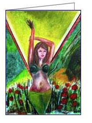 red flowers girl in green card02