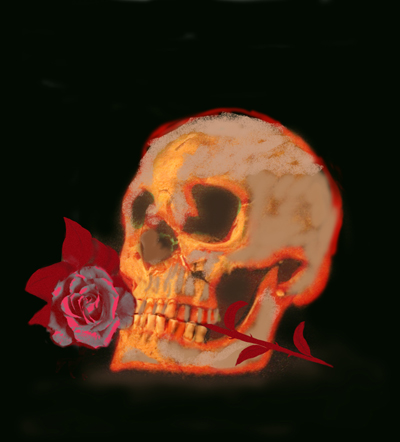 skull rose rock music icon